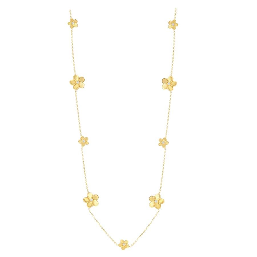 Yellow Gold Flower Necklace For Sale