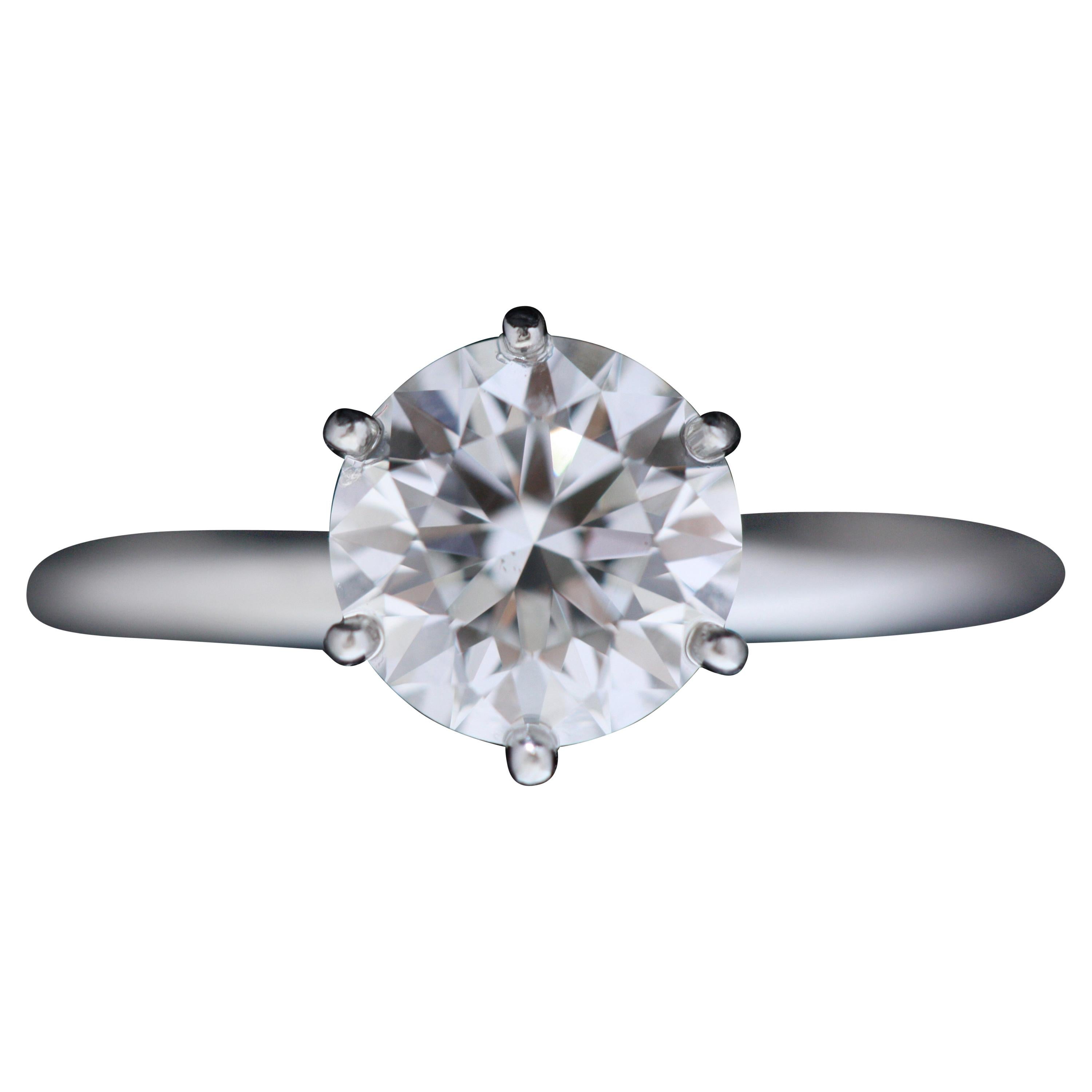 Tiffany & Co. Platinum Diamond Engagement Ring 3.22 Carat, VS1, E For Sale