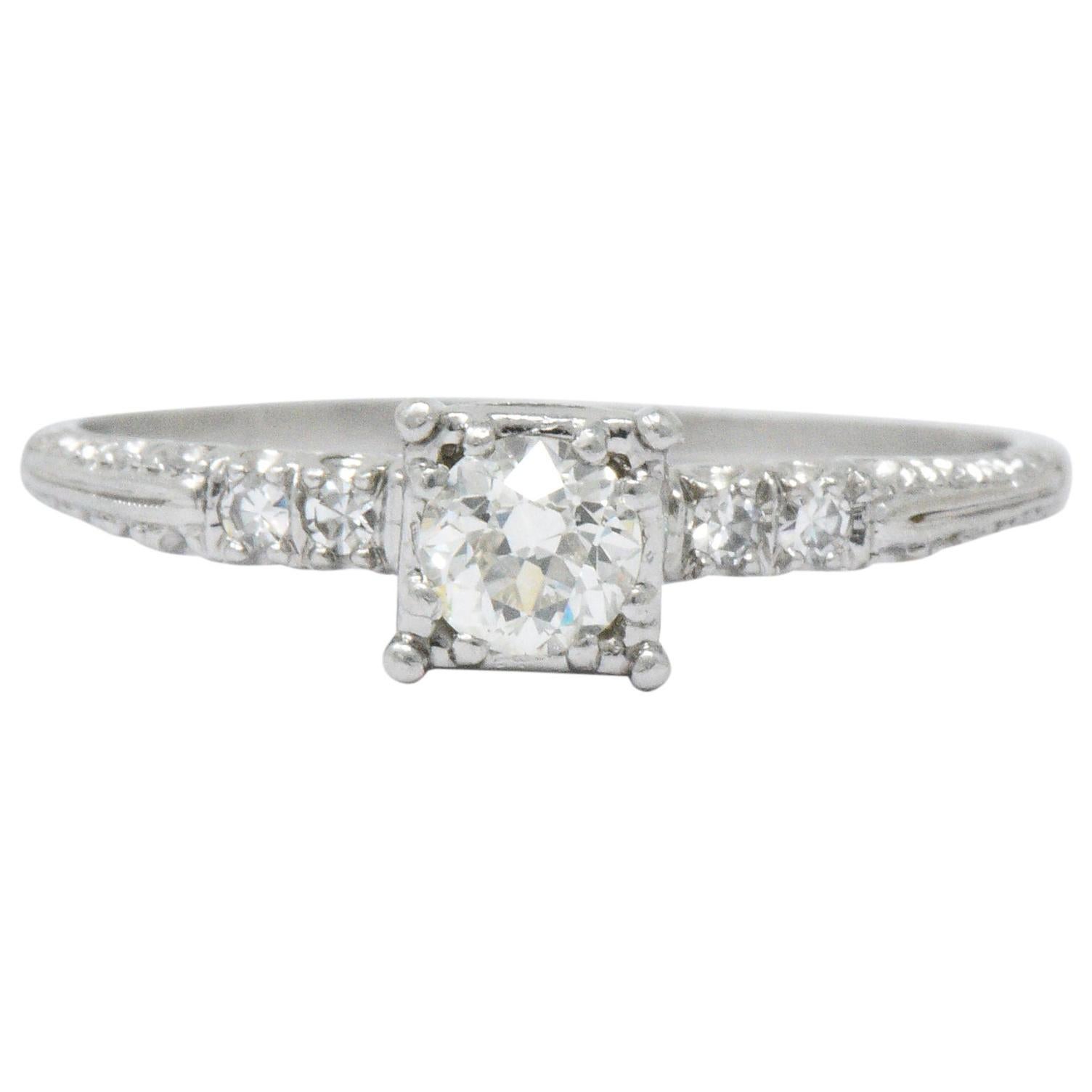 1940s 0.53 Carat Diamond Platinum Engagement Ring