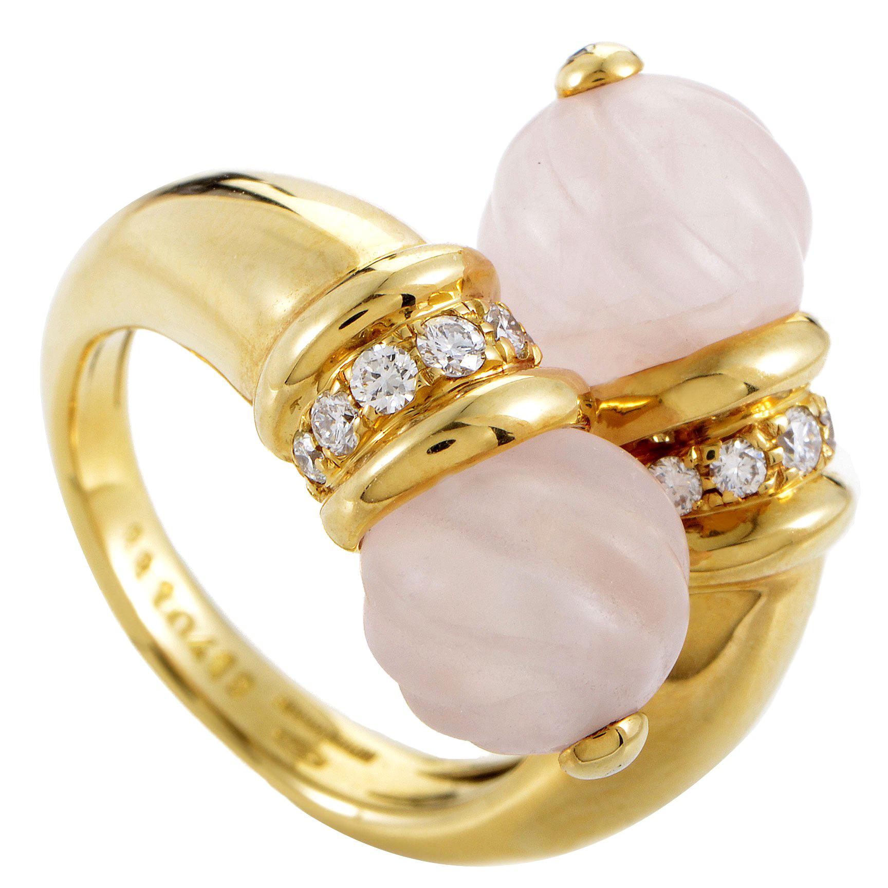 Boucheron Crystal Diamond Gold Bypass Ring