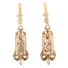Diamond Yellow Gold Dangle Earrings