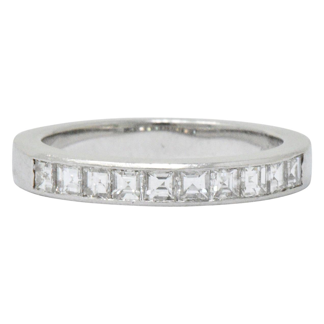 Vintage 1.00 Carat Diamond Platinum Stackable Band Ring