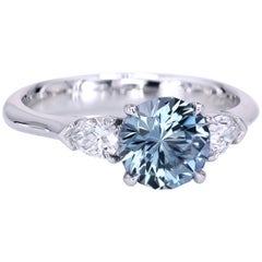  Natural Light Blue Sapphire Three-Stone Ring