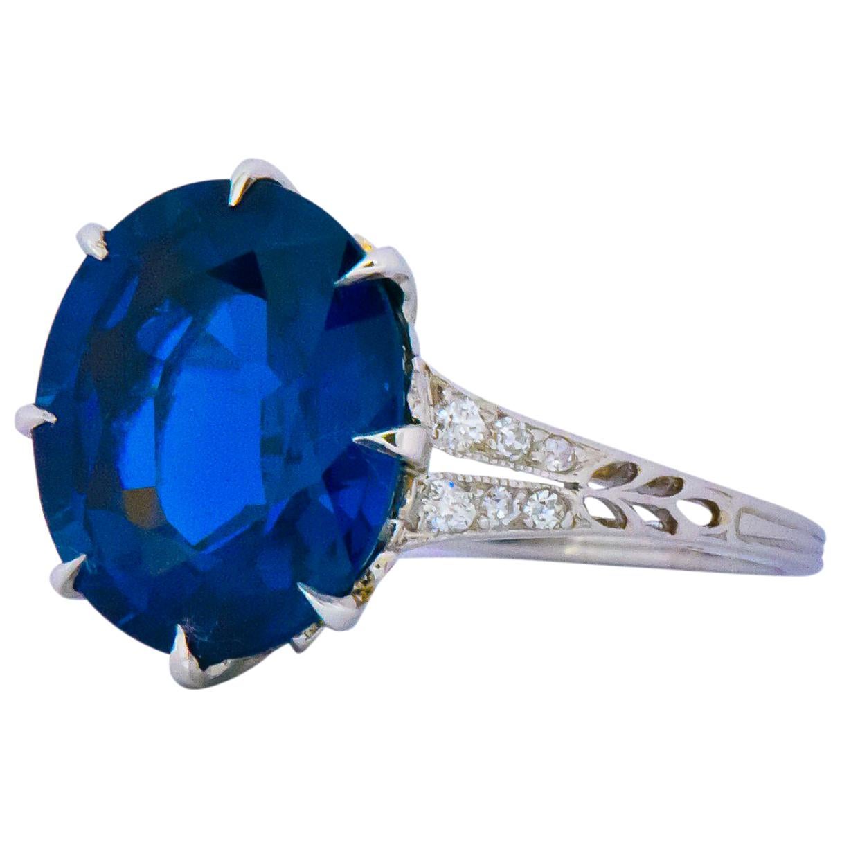 Belle Époque 6.78 Carat Sapphire Diamond Platinum Ring AGL Certified