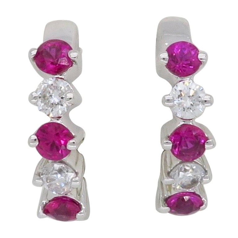 Ruby and Diamond Huggie Hoop Earrings at 1stDibs ruby huggie earrings