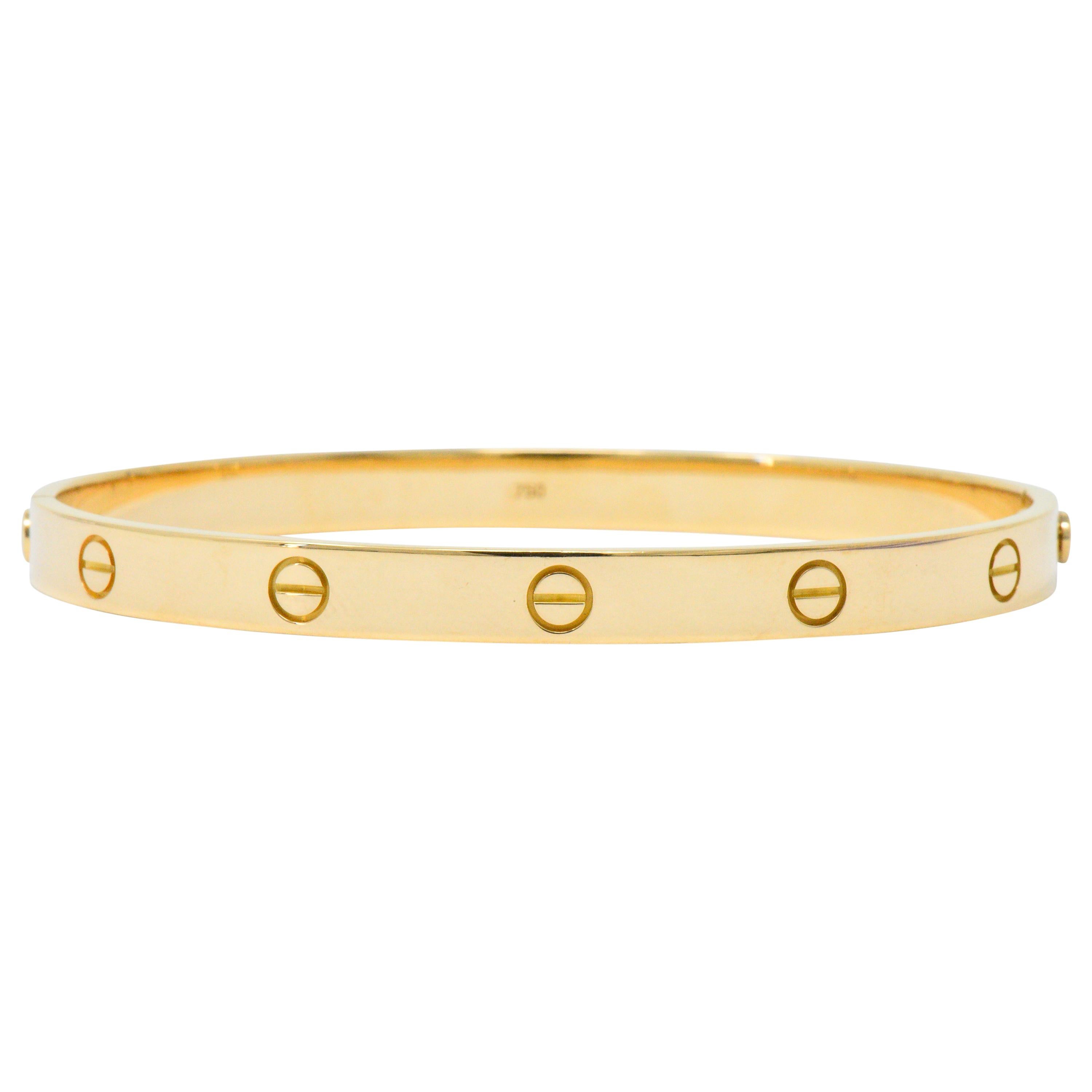 Cartier 18 Karat Gold Love Bangle Bracelet at 1stDibs | 18 karat gold  cartier bracelet, cartier 18 karat gold bracelet, cartier bracelet 18k gold