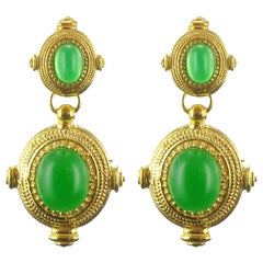 New Etruscan Spirit Vermeil Green Cristal Dangle Earrings