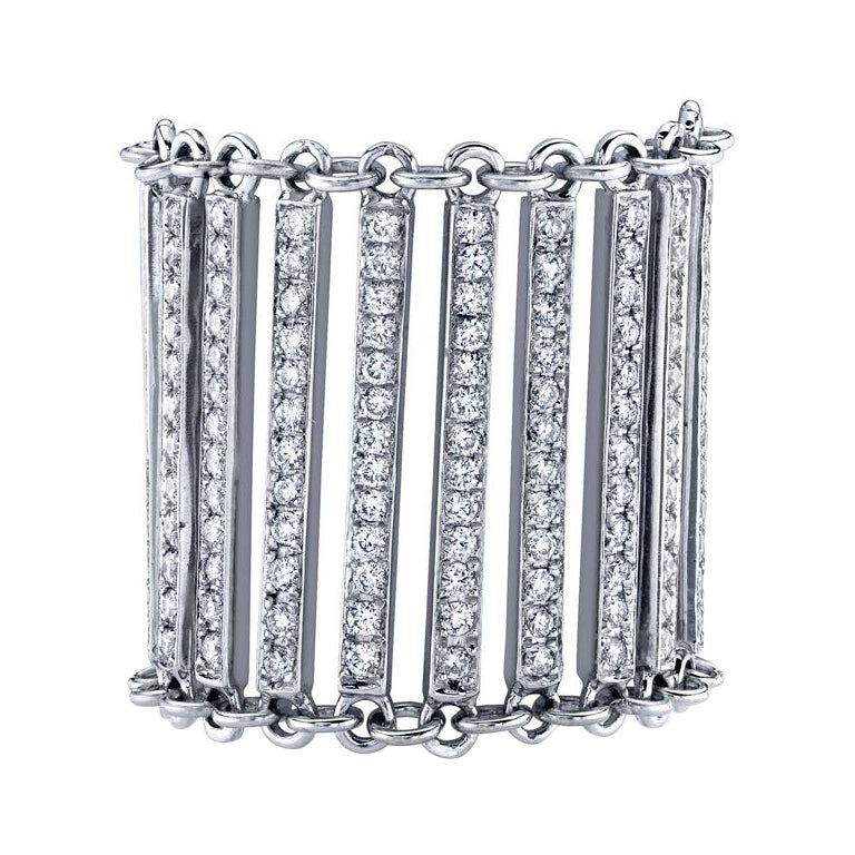 Diamond Linea Ring in 18k White Gold, Chain Ring