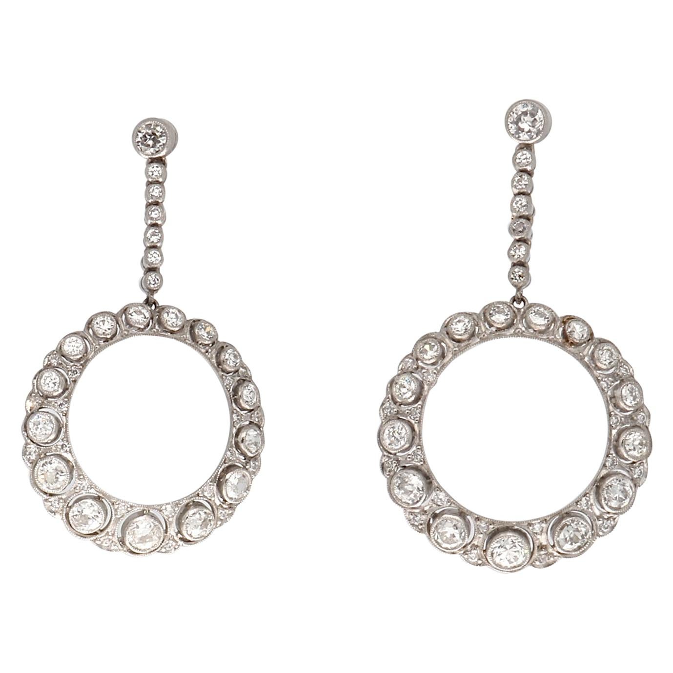 Art Deco Style Diamond Platinum Earrings