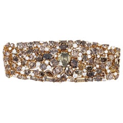 Bracelet de plus de 81 carats de diamants bruns et jaunes de taille fantaisie, sertis en or 18 carats