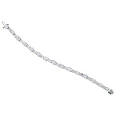 12 Carat Mixed Shape Straight Line Tennis Bracelet, Platinum
