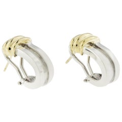 Tiffany & Co. 925 Silver and 18 Karat Yellow Gold Atlas Hoop Clip-On Earrings