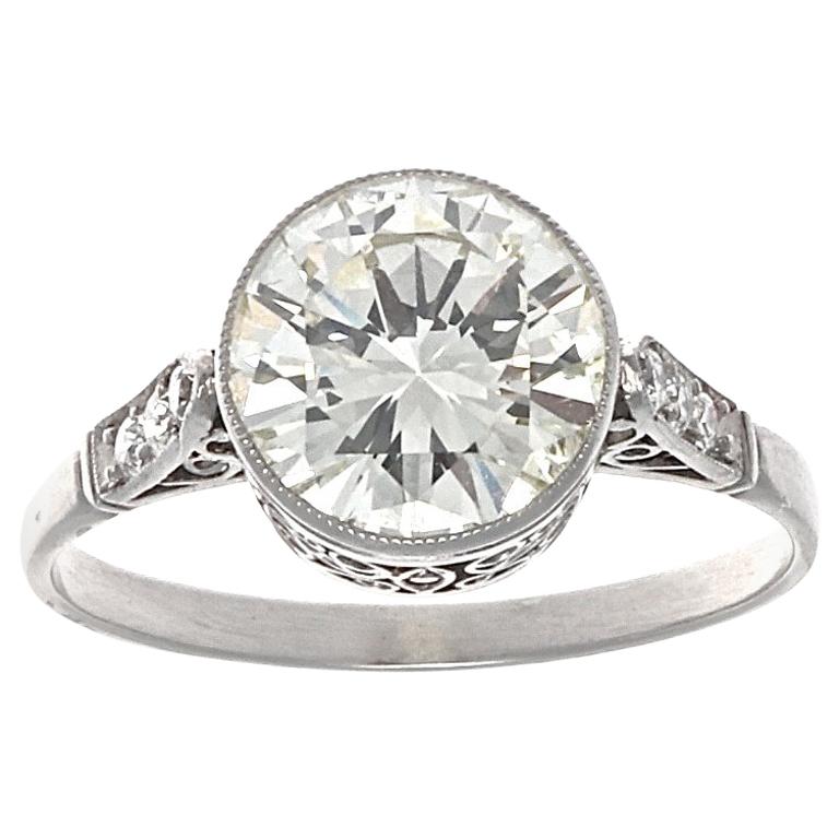 Art Deco Revival 2.01 Carat Old European Cut Diamond Platinum Engagement Ring