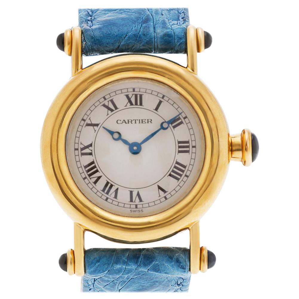 Cartier Diablo 1440 18 Karat Ivory Dial Quartz Watch, 'Certified Authentic'