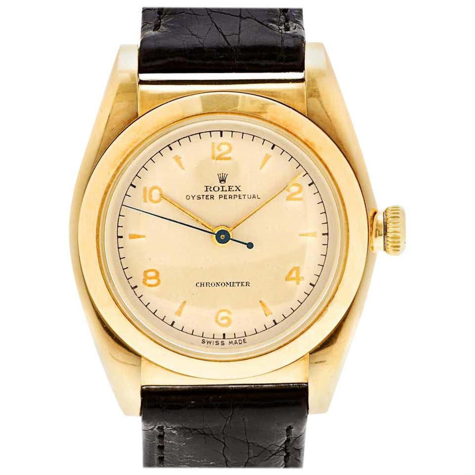 Rolex Bubbleback Pink Gold and Black California Dial Ref 3131 at 1stdibs