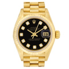 Rolex Datejust 69178 18 Karat Custom Black Diamond Dial Automatic Watch