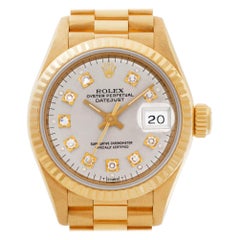 Rolex Datejust 69178 18 Karat Custom Silver Diamond Dial Automatic Watch