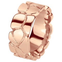 Carved Earth Texture Band in 9 Karat Rose Gold, Dress Ring or Wedding Band