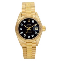 Rolex Datejust 6917 18k custom diamond dial 26mm auto watch-Certified Authentic