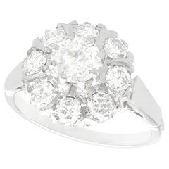 1960s 1.45 Carat Diamond and White Gold Cluster Ring