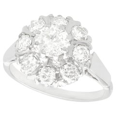 1960s 1.45 Carat Diamond and White Gold Cluster Engagement Ring