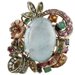 Diamonds, Rubies, Emeralds, Sapphires, Milk Aquamarine Gold Silver Fashion Ring