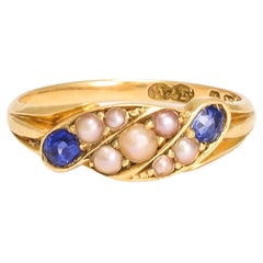 Antique Edwardian Pearl Sapphire Twist Ring