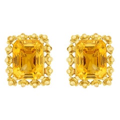 Vintage Citrine and Gold Cluster Earrings, circa 1950s