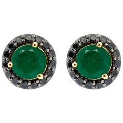Alessa Emerald Stud + Cluster 18 Karat Yellow Gold Bloom By Lu Collection