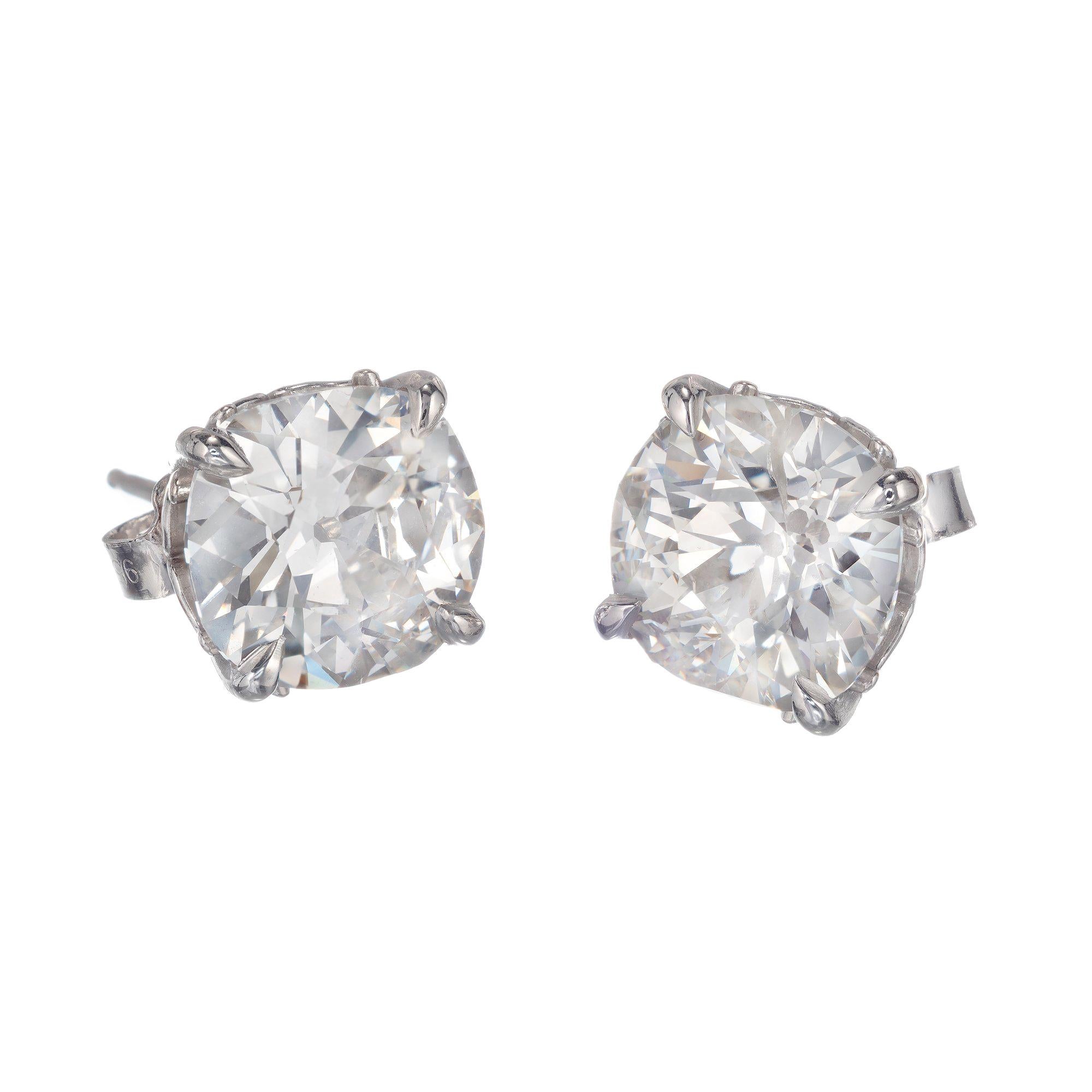 Peter Suchy GIA Certified 4.29 Carat Diamond Platinum Stud Earrings