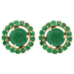 Alessa Emerald Stud + Emerald Cluster 18 Karat Rose Gold Bloom By Lu Collection
