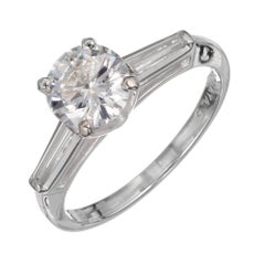 Retro GIA Certified 1.07 Carat Diamond Platinum Three-Stone Engagement Ring