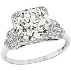 Art Deco 3.03 Carat Diamond Engagement Ring