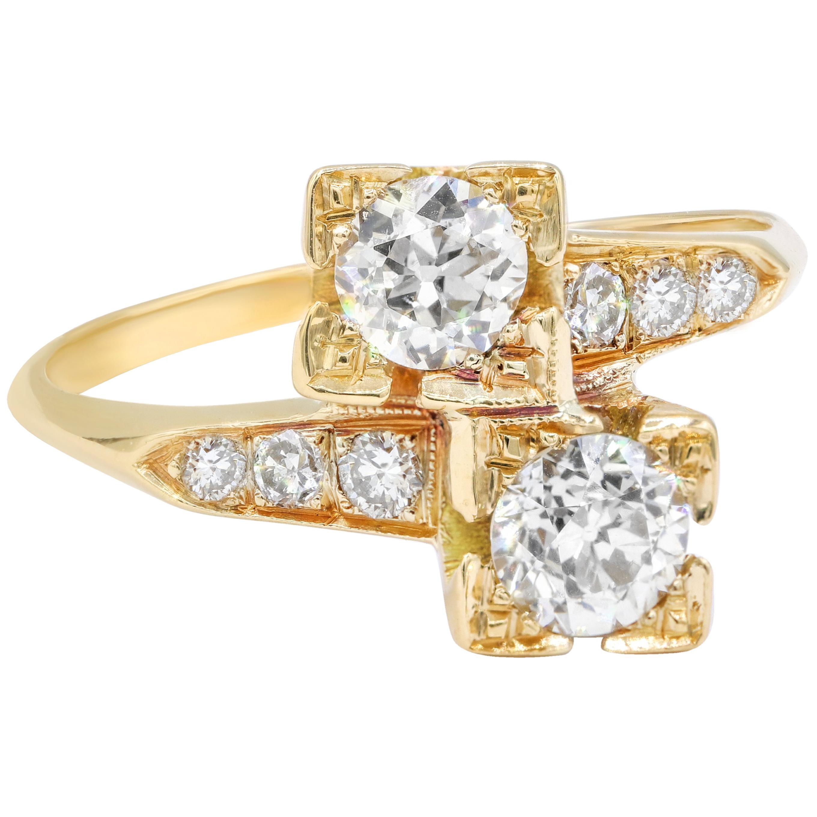 Bague à la mode en or jaune avec diamants de 1,00 carat