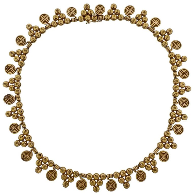 Zolotas Greece 22 Karat Gold Necklace For Sale at 1stDibs