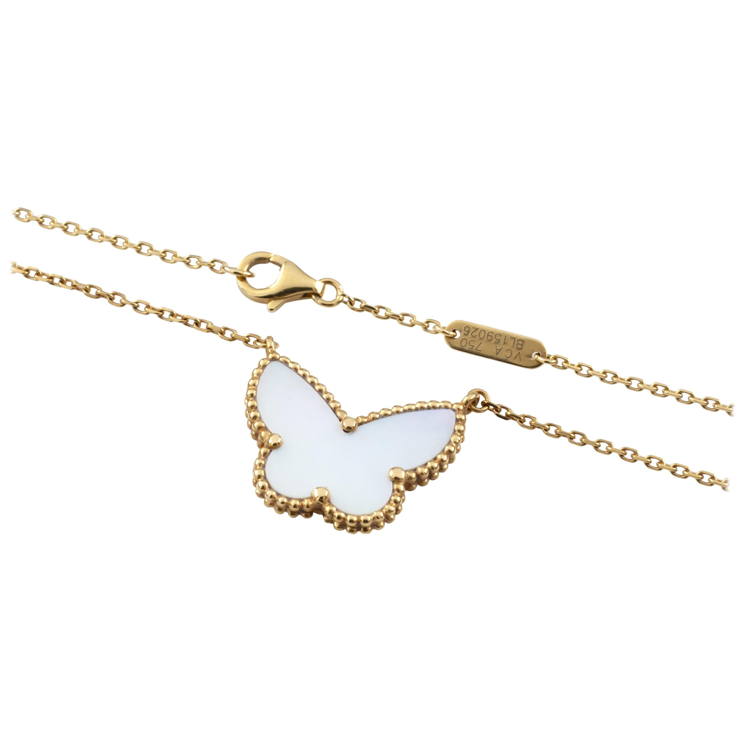 Van Cleef & Arpels 18 Karat Yellow Gold Lucky Alhambra Butterfly Necklace