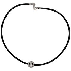 Kian Design White Gold Multi-Color Diamond Black Neoprene Necklace