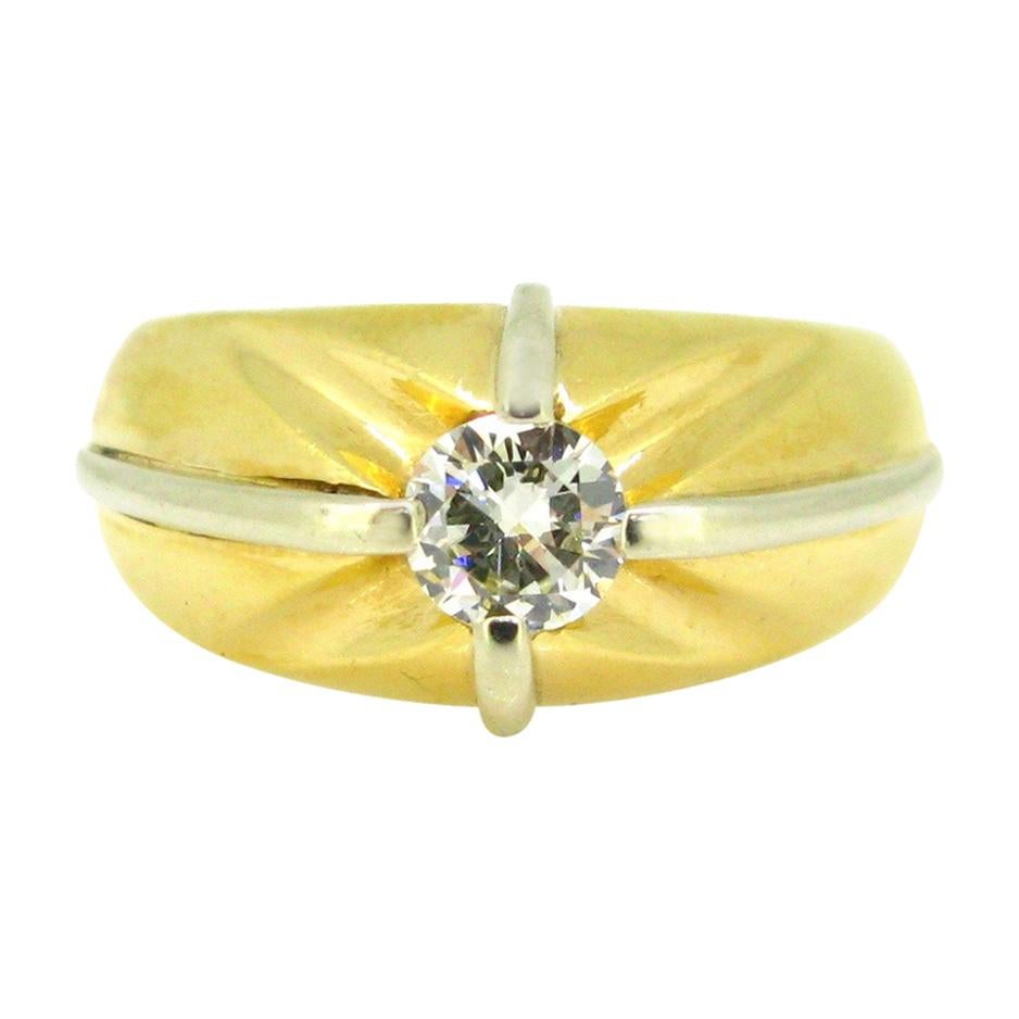 Antique Gypsy Ring with Three Diamonds at 1stDibs