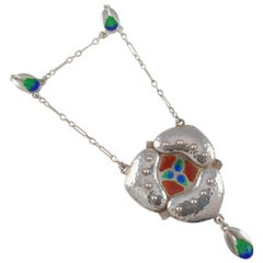 Murrle Bennett & Co. Arts & Crafts Silver and Enamel Pendant Necklace circa 1905