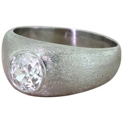 Art Deco 1.20 Carat Old Cut Diamond Platinum Solitaire Ring
