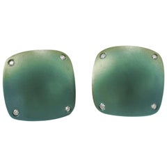 Diamond Green Titanium 18 KT White Gold Cufflinks