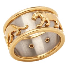 Cartier 18 Karat Gelb & Weißgold Herren Panthère Band Ring