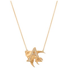 Fish Tales A is for Angelfish 18 Karat Yellow Gold and White Diamond Necklace