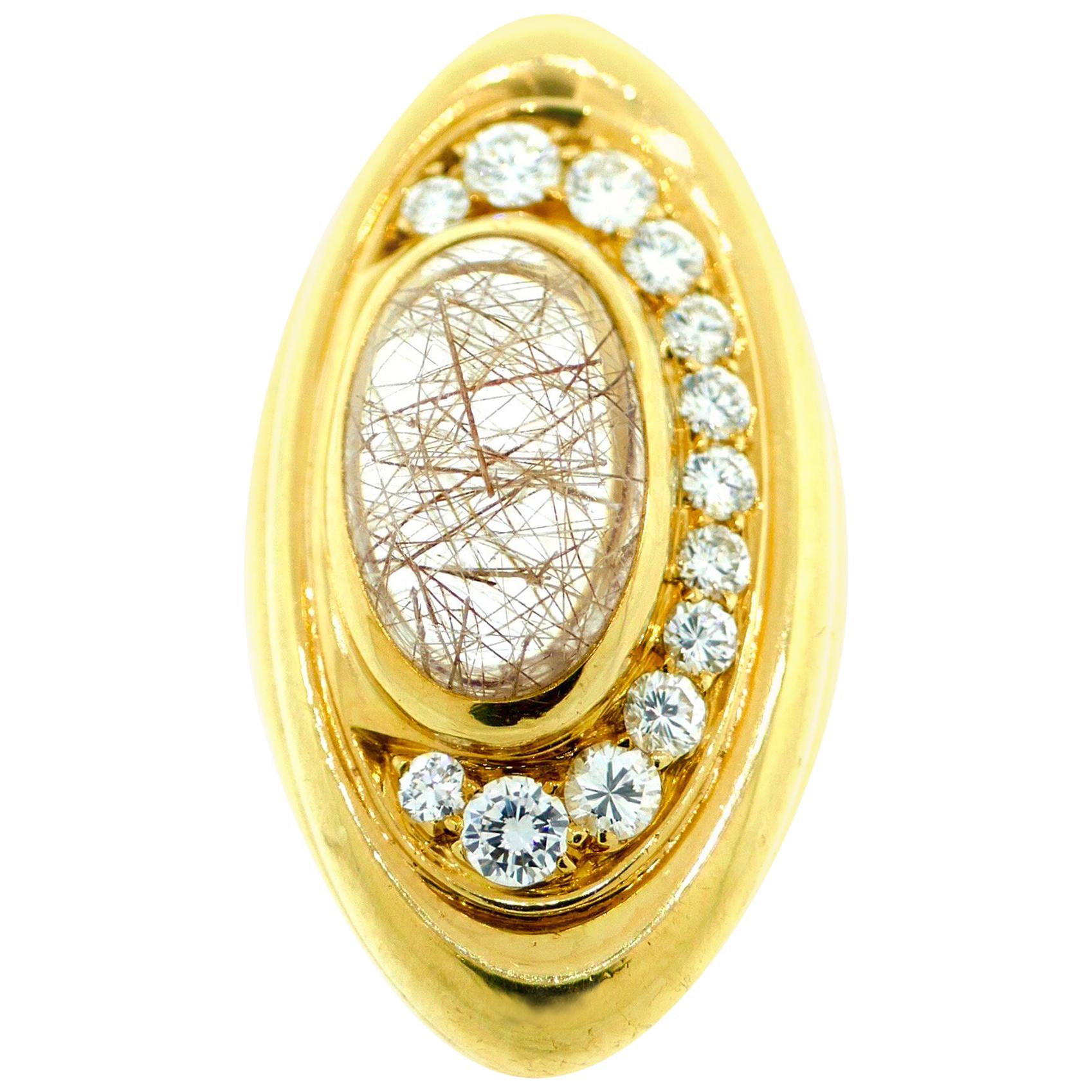 Bvlgari Yellow Gold, Quartz, and Diamond Ring