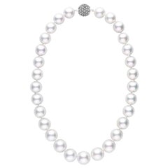 AA+ Quality Round South Sea Cultured Pearl Necklace with Diamond Studded Clasp