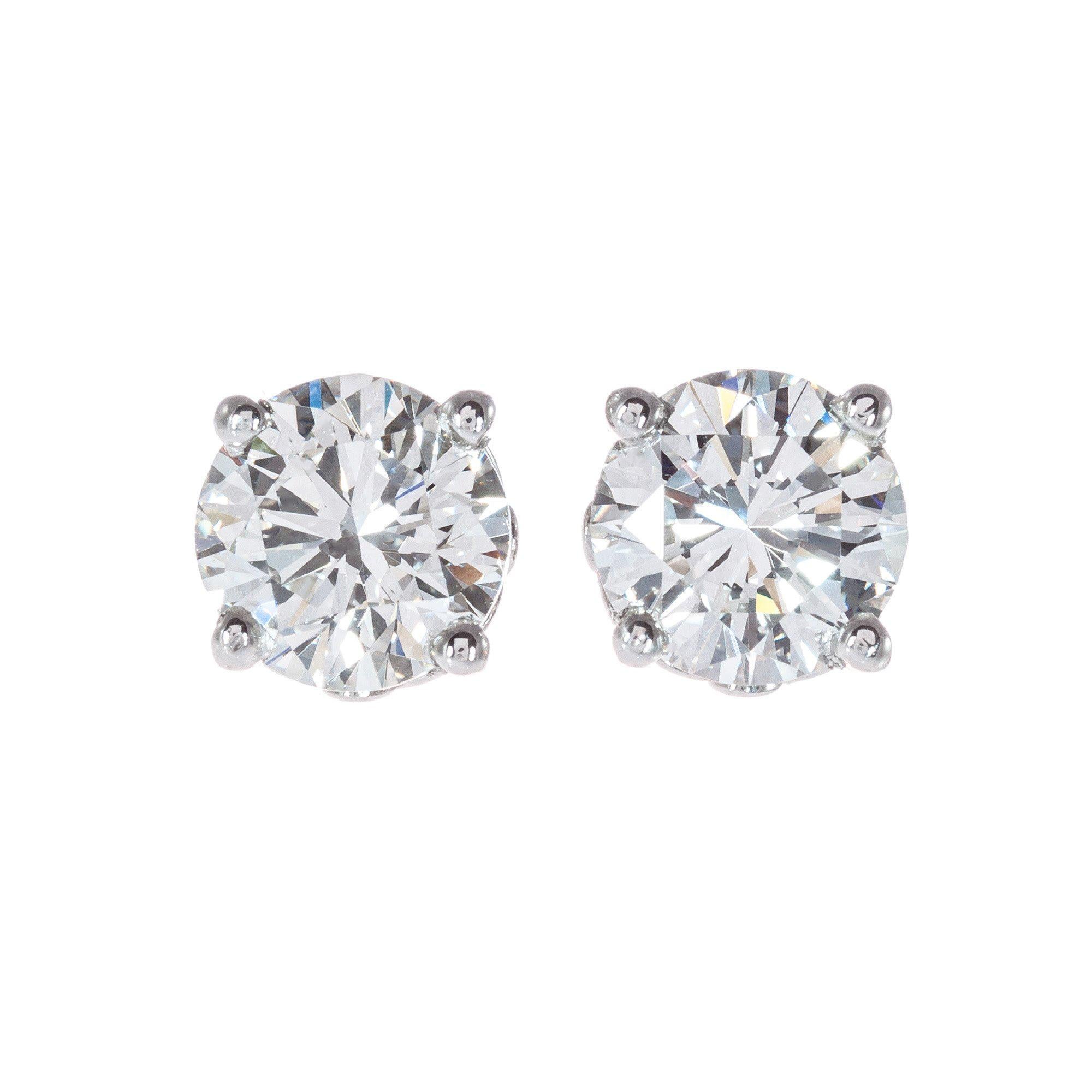 Peter Suchy GIA Certified 1.64 Carat Diamond Platinum Stud Earrings