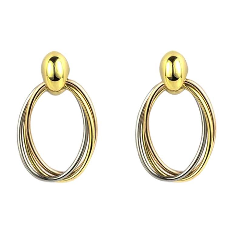 Cartier Trinity De Cartier Tri-Color Gold Hoop Earrings