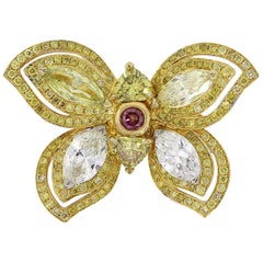 Fancy Colored Diamond Butterfly Cocktail Ring
