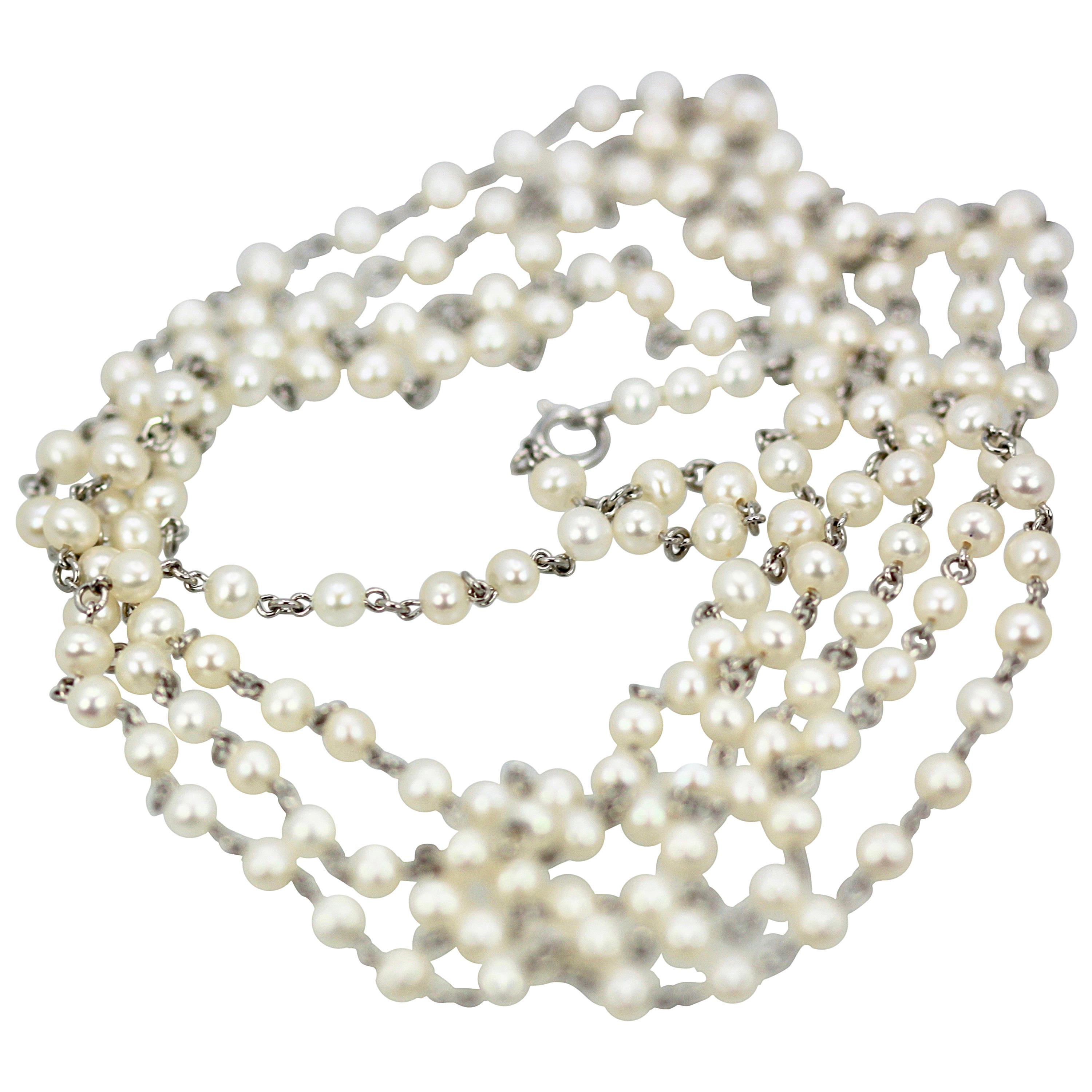 Platinum Seed Pearl Necklace