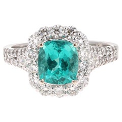 3.28 Carat Cushion Cut Apatite Diamond 18 Karat White Gold Engagement Ring